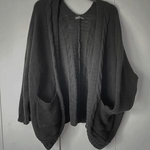 SHEIN Double Pocket Batwing Sleeve Cardigan, black, sz 4/SM